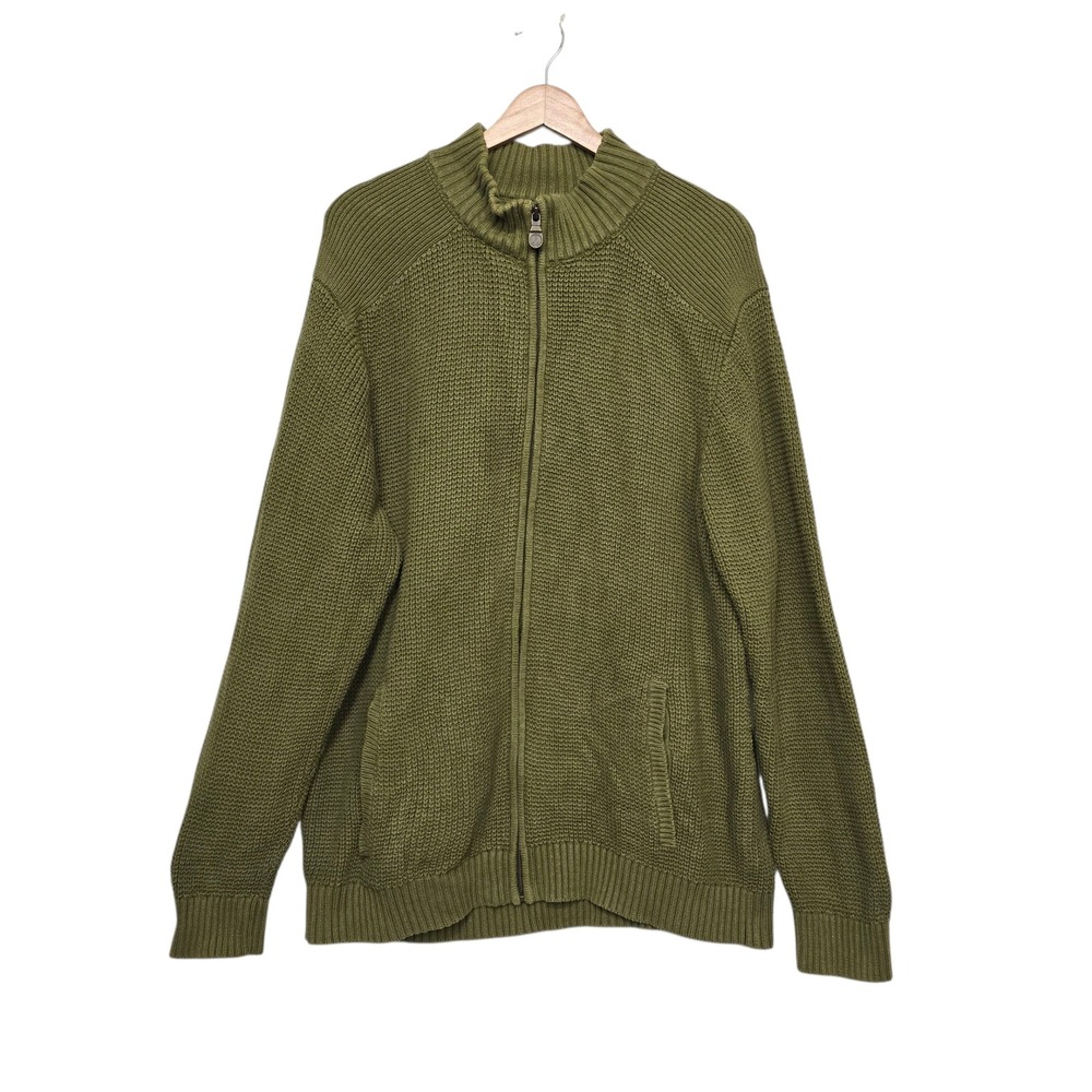 Pendleton Men's Olive Green‎ Cotton Full Zip Mock Neck Sweater Size Large